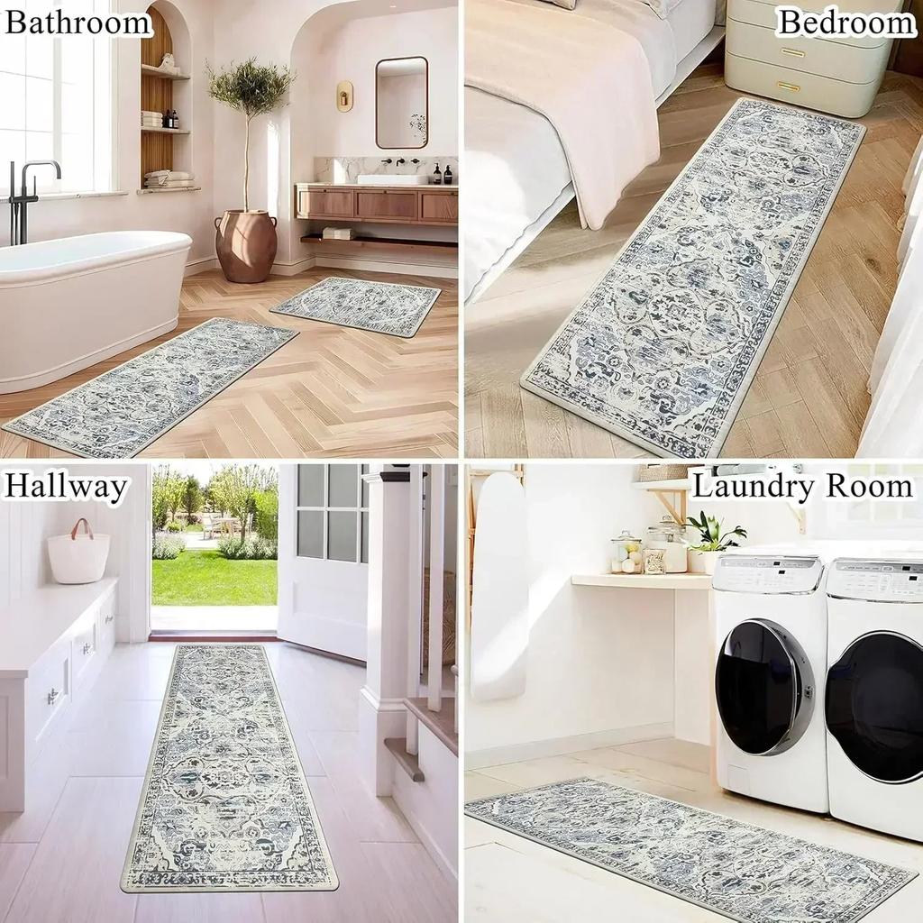 Santa Claus Balloon Printed Kitchen Carpet Non Slip Durable Entrance Mat Suitable for Home Office Laundry Room Quick Drying Mat
