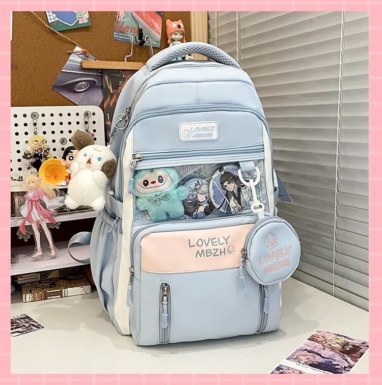 The schoolbag is high-value, fresh and cute, and the second-dimensional schoolbag has a large capacity.