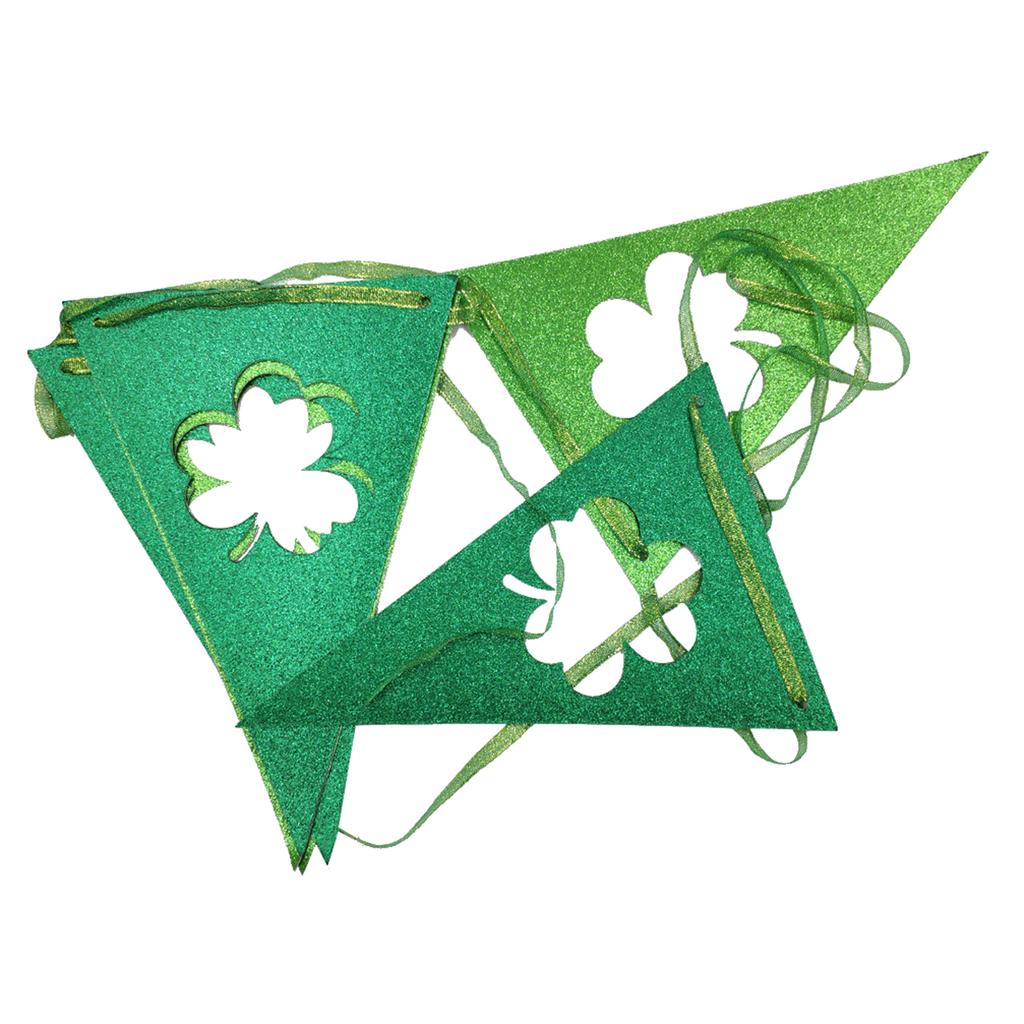 St. Patrick's Day Banner Shamrock Garland Lucky Banner Burlap Irish Garland Green Four Leaf Banner and Felt Shamrock