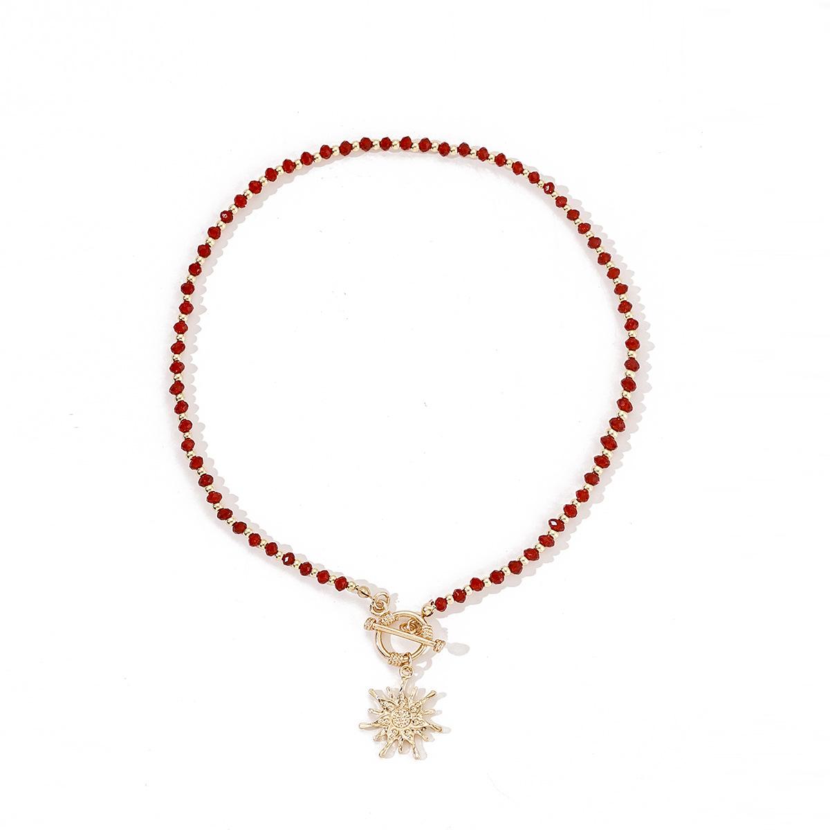 

Hot-selling irregular sun pendant necklace female cold wind versatile beaded necklace light luxury sweater chain