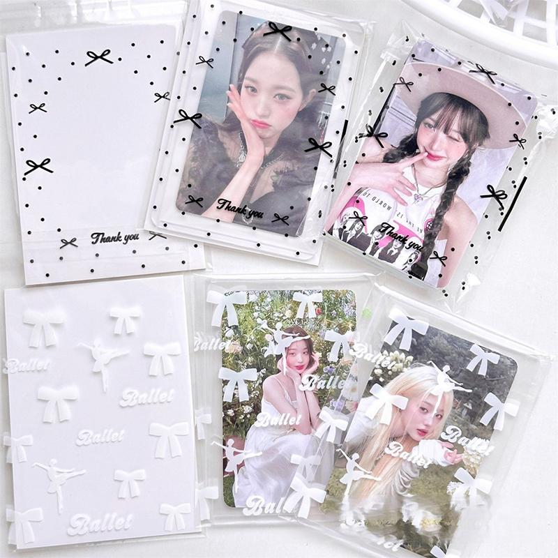 50Pcs/Pack Clear Photocard Sleeves Self-Adhesive Card Cover Idol Photo Packaging Bag Self Sealing Bag Gift Card Protector