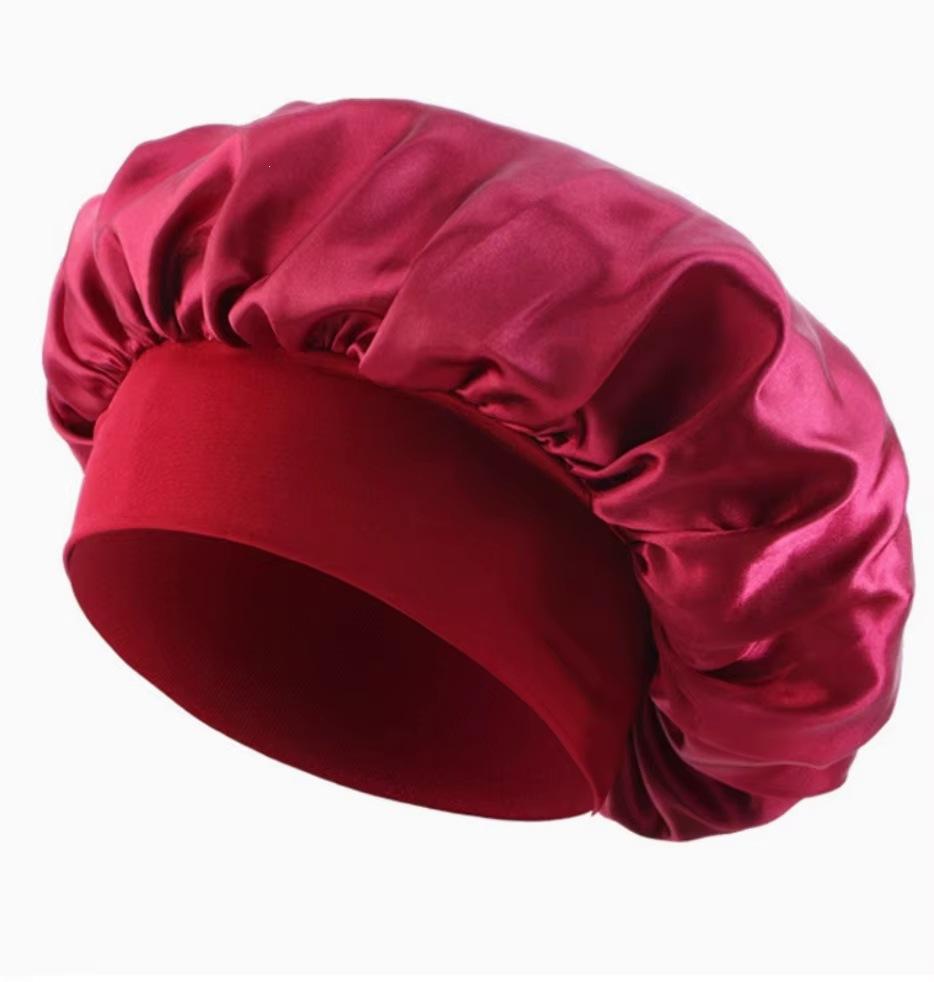 Wide-brimmed high-elastic satin nightcap, women's beauty salon hair care hat, confinement chemotherapy cap