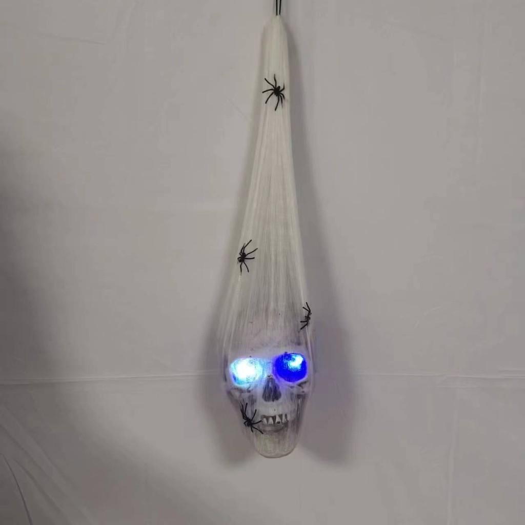 Děsivé Osvětlené Pavoučí a Lebkové Dekorace Aktivované Hlasem Pro Halloweenské Párty