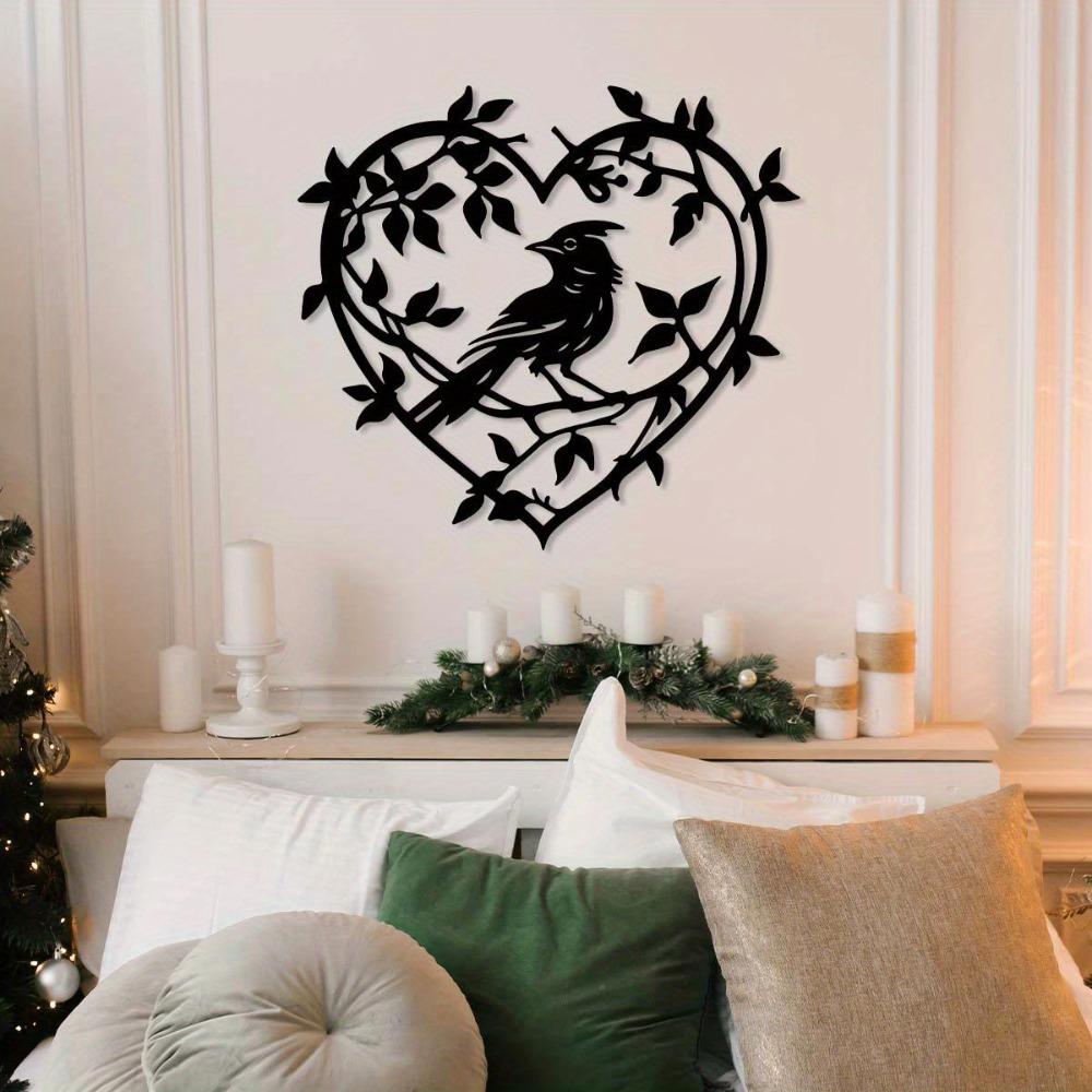 Wrought Iron Heart Cardinal Metal Wall Decor for Christmas Halloween Easter Valentine Thanksgiving