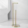 Freestanding Stainless Steel Tissue and Towel Holder with Storage, No-Drill Bathroom Toilet Paper Stand