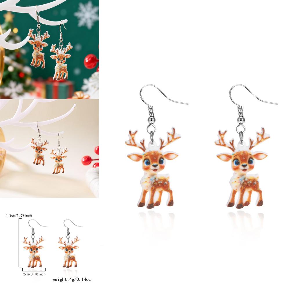 Festive Reindeer Acrylic Earrings For Women With Unique Geometric Style And Christmas Vibe