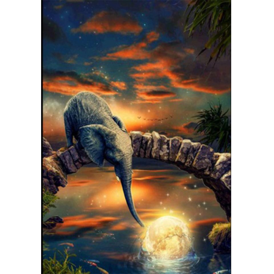 Pictură cu diamant 5D DIY, animal, elefant, imagine cu strass, broderie cu diamante, mozaic, artizanat, cadou, decorare pentru mobilier