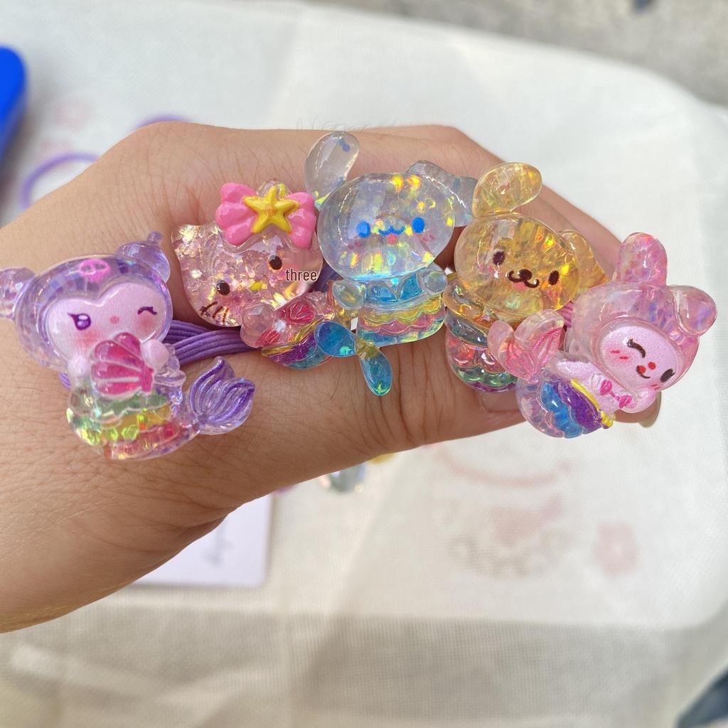 Girls' Cartoon Hair Ties - Colorful Jelly Candy Scrunchies, Elastic Rubber Bands for Kids and Babies, Cute Headwear Accessories.