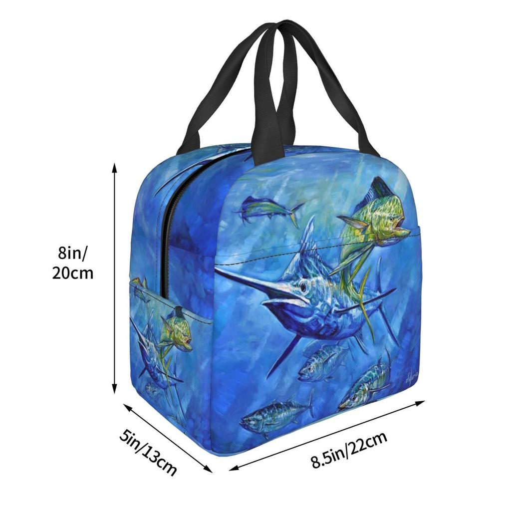 Dorado, Marlin, And Tuna Insulated Lunch Bag for Women Office Cooler Thermal Food Box Tote Leakproof Lunch Boxes Container