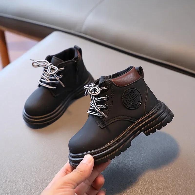 

Children Winter New Thick Plush Warm Snow Boots Cotton Shoes Toddlers Baby Autumn Single Boots Fashion PU Leather Boot 21
