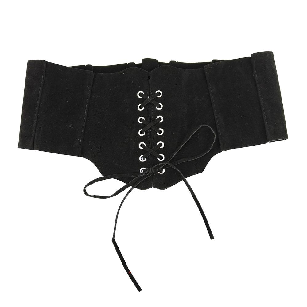 PU Leather Brown Cummerbunds Adjustable Suede Wide Belt Fashion Pu Leather Corset  Ladies
