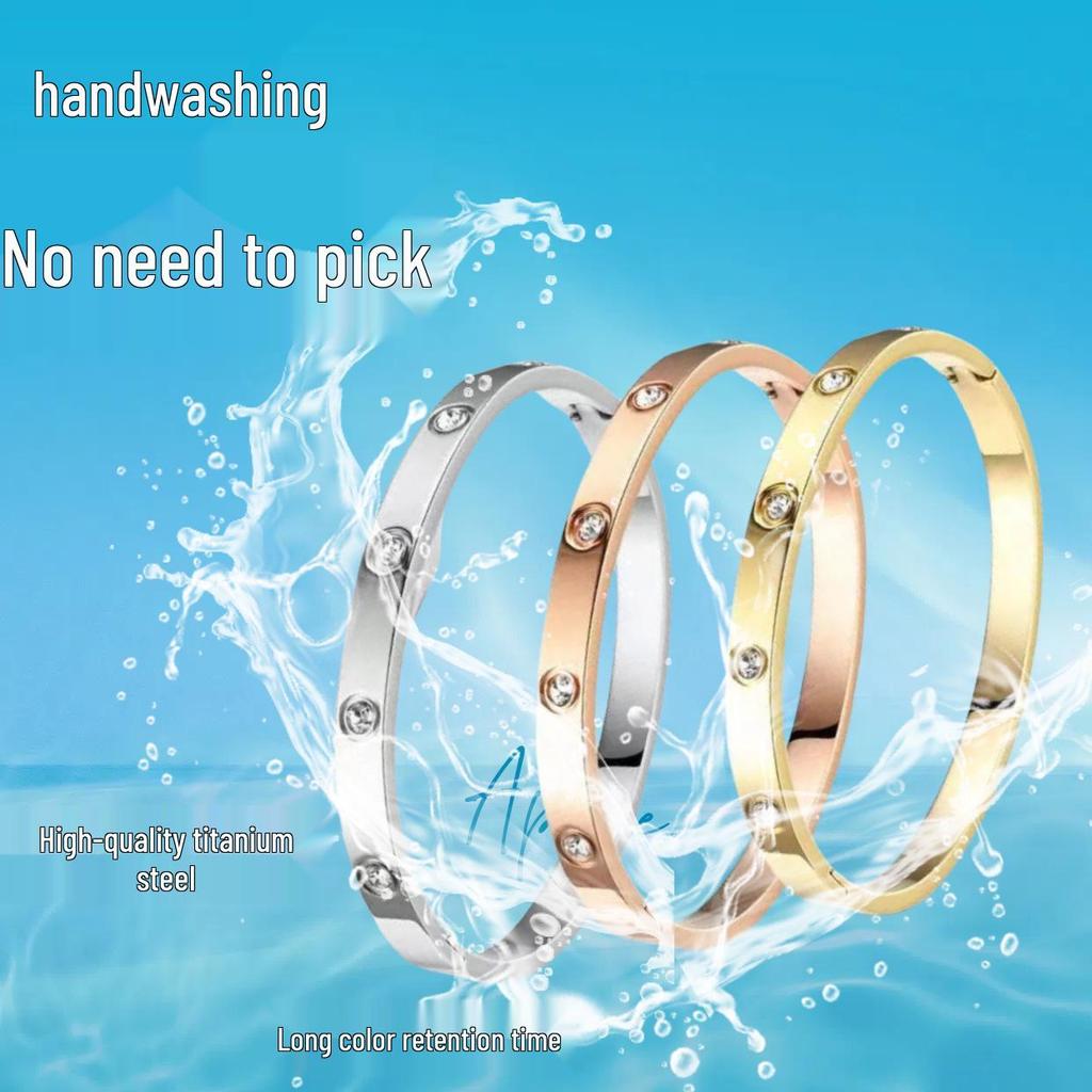High-End Women's Stainless Steel Bracelet - Non-Fading, Titanium Steel, Elegant Buckle Jewelry