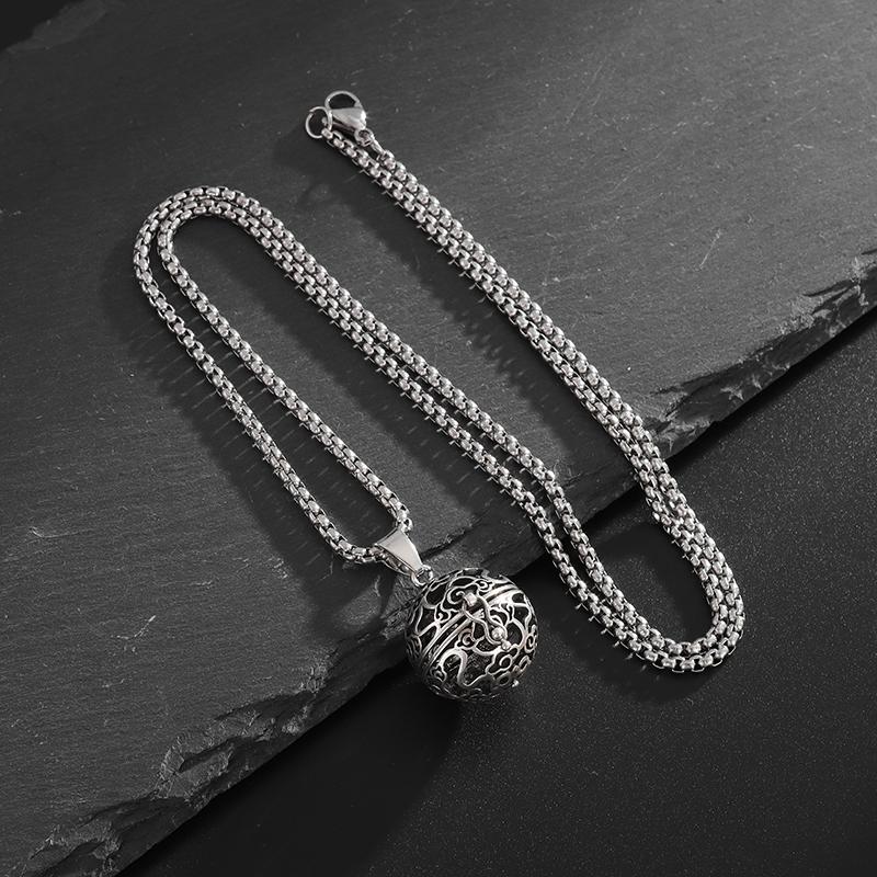 Exquisite Aromatherapie-Kugel Hohl Anhänger Kann geöffnet werden Halskette Geeignet für Männer und Frauen Retro Multifunktionaler Schmuck