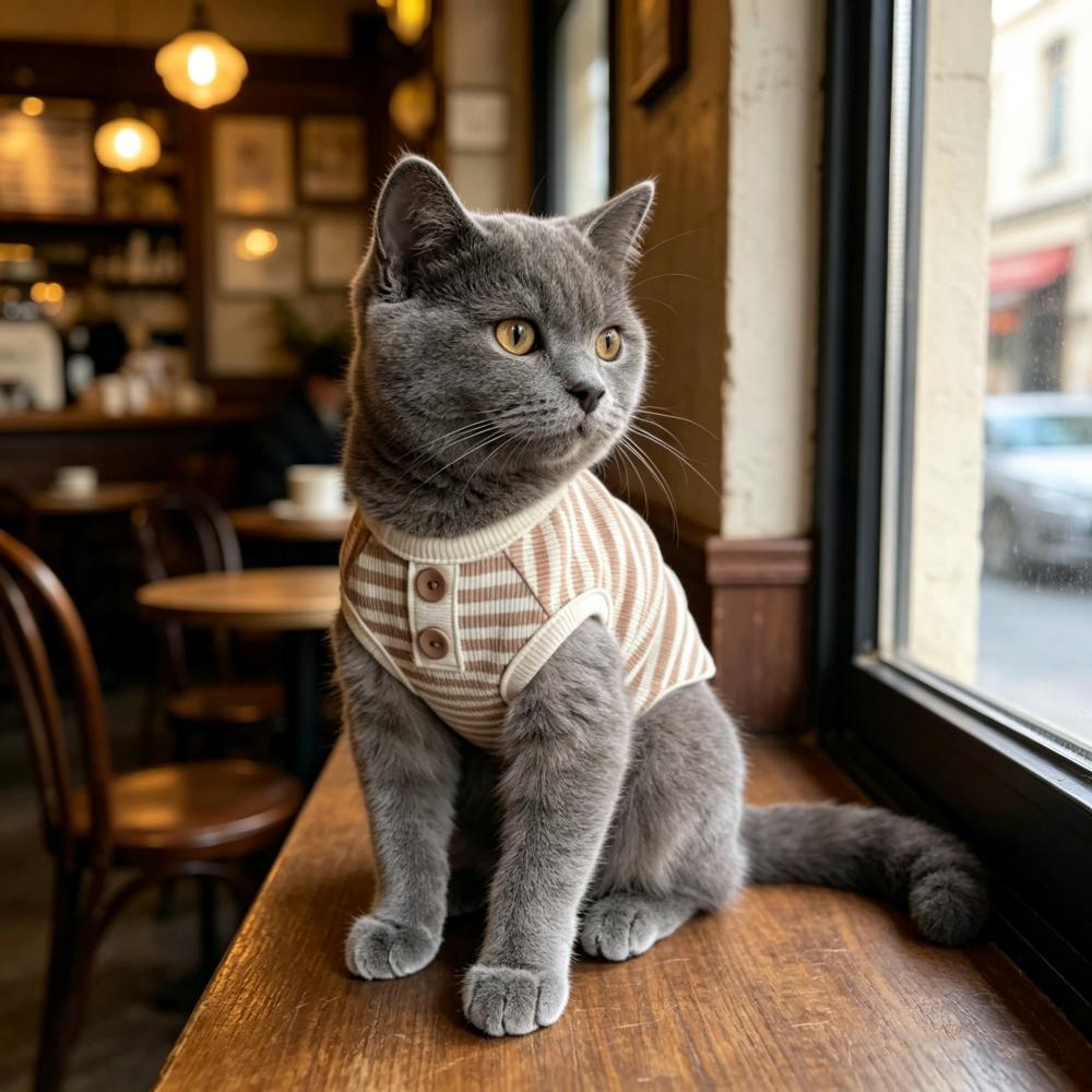 1pc  Simple striped knitted vest, soft dog teddy bear for spring and summer, small and medium-sized dog, cat pet clothes