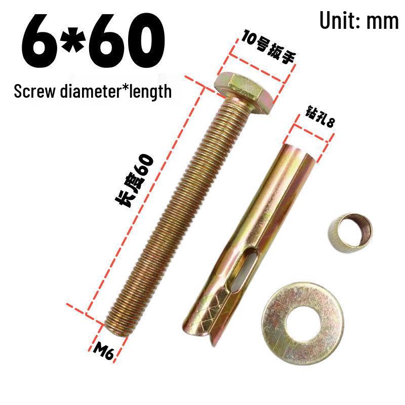 Hex Bolt Floor Expansion Screw for Clothing Rack and Security Door Railings