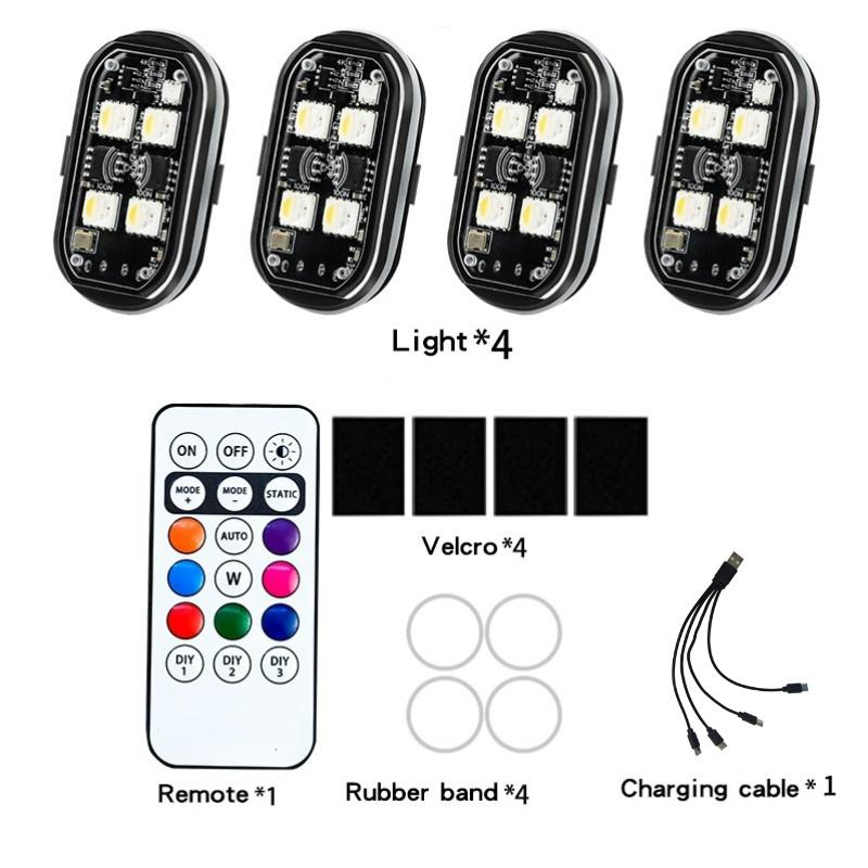 Wireless LED Strobe Lights With Remote Control 8 Colors Waterproof Anti-Collision Warning Light for Motorcycle Car Aircraft Bike