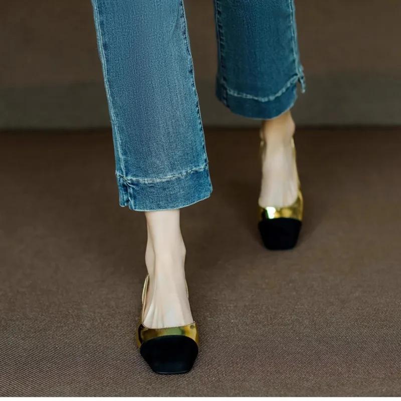 Fashion 2025 Fashion Ladies Shoes Shallow Women's High Heels New Color Matching Dress Hot Sale Versatile Best Seller Closed Toe Sandals