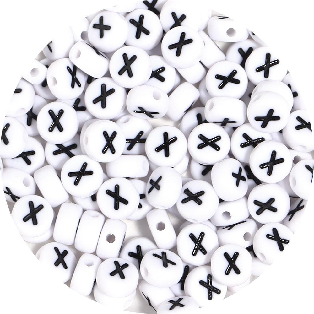 100Pcs 7mm Black White Acrylic Alphabet Beads Flat Round Loose Spacer Letter Beads For DIY Craft Bracelet Supplies Wholesale
