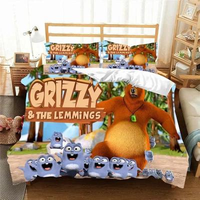 Set di biancheria da letto 3D G-Grizzy e i Lemmings, copripiumino, trapunta, letto singolo, due letti singoli, matrimoniale, ragazzi, ragazze, ragazzi, regalo, lenzuola