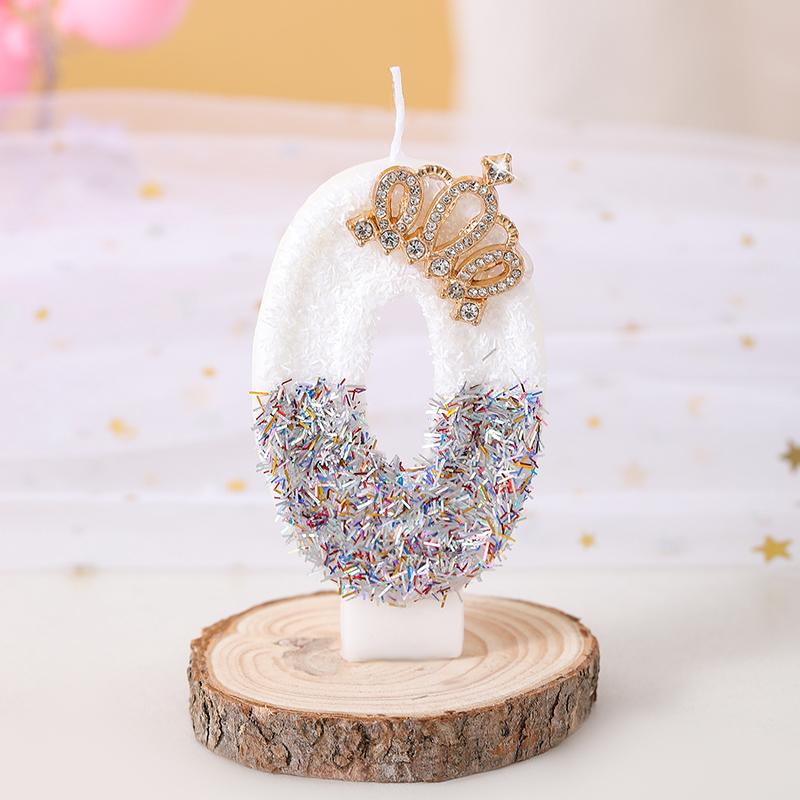 Cute 1pc Number 0-9 Birthday Cake Candles White for Kids Adult Wedding Christmas Party Crown Candle Cake Decoration