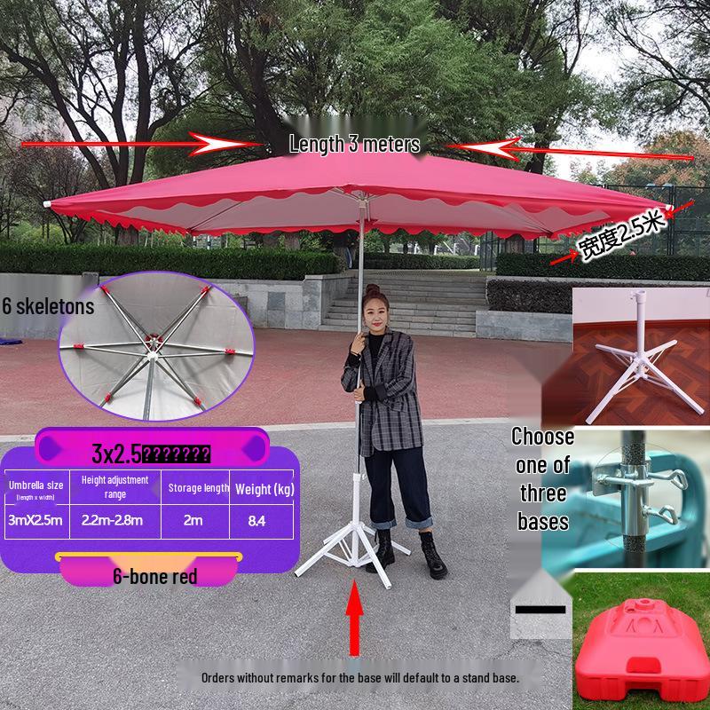 Large Outdoor Rectangular Sunshade Umbrella - Commercial Folding Awning for Courtyard