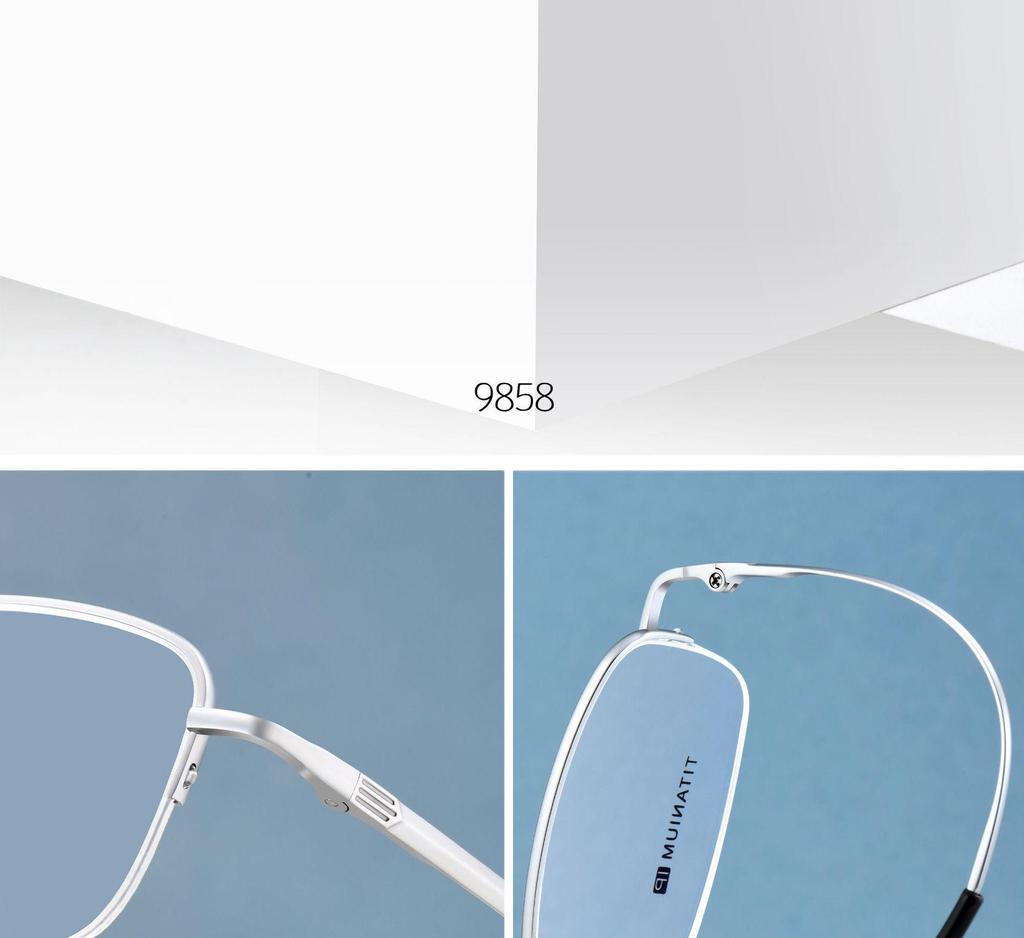 Danyang Men's Ultra-Light Titanium Half-Rim Eyeglass Frames with Myopia Prescription Lenses