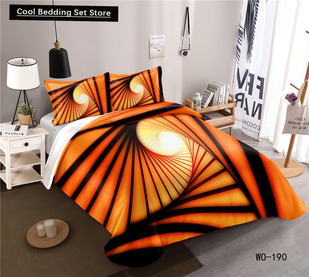 Comforter 3D Psychedelic Abstract Double Queen Bedding Set 2/3Pcs King Full Size Blue Polyester Comforter