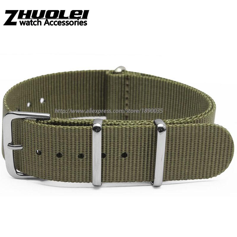 New Arrived Nylon Watchband 18mm 20mm 22mm 24mm Waterproof Straps Sport Army Green Khaki Blue Wrist Band Bracelet Accessories