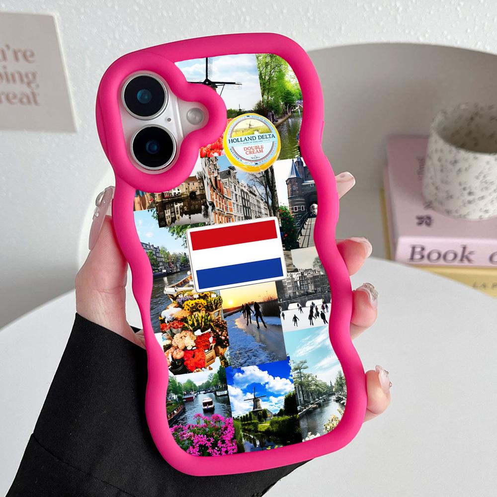 Netherland Dutch Flag Wavy Edge TPU Mobile Phone Case for iPhone 17 16 15 14 13 12 11 Air Pro Max Plus Colorful Cover