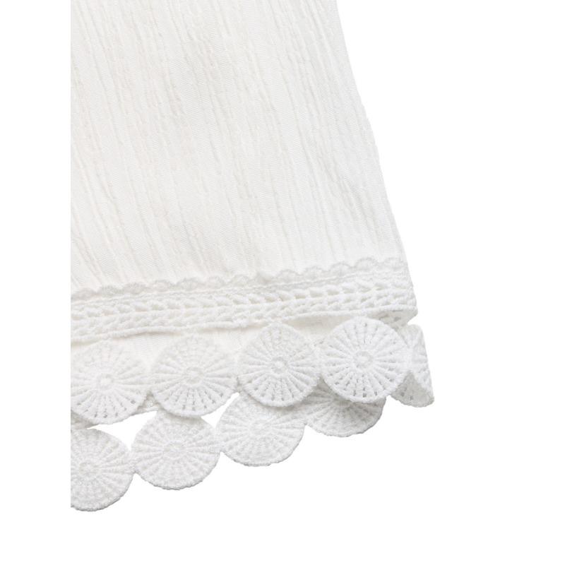 Women High Waist Drawstring Lace Trim Loose Casual Wide Leg Pants