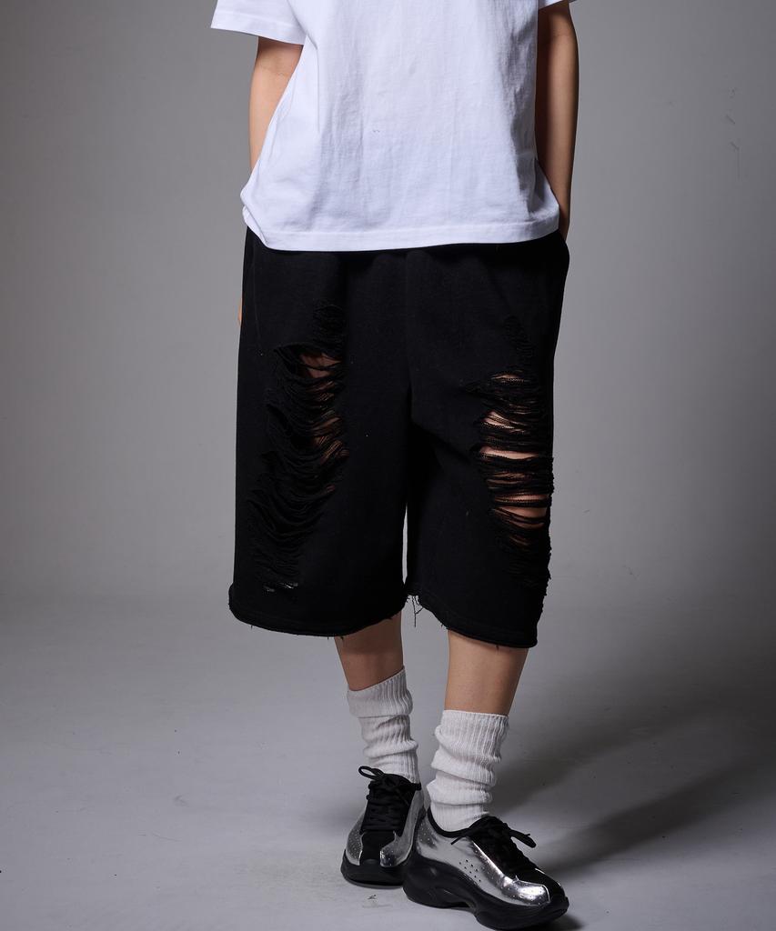 Peideomeonteu Bermuda Scratch Damage Shorts (Grey)
