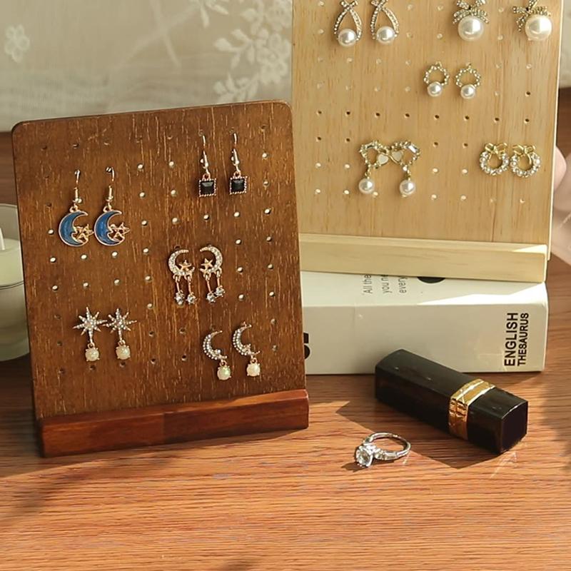 72 Holes Detachable Earring Holder Wood Earring Stand With Base Earring Hanger Board Stud Earring Organizer Jewelry Rack Display