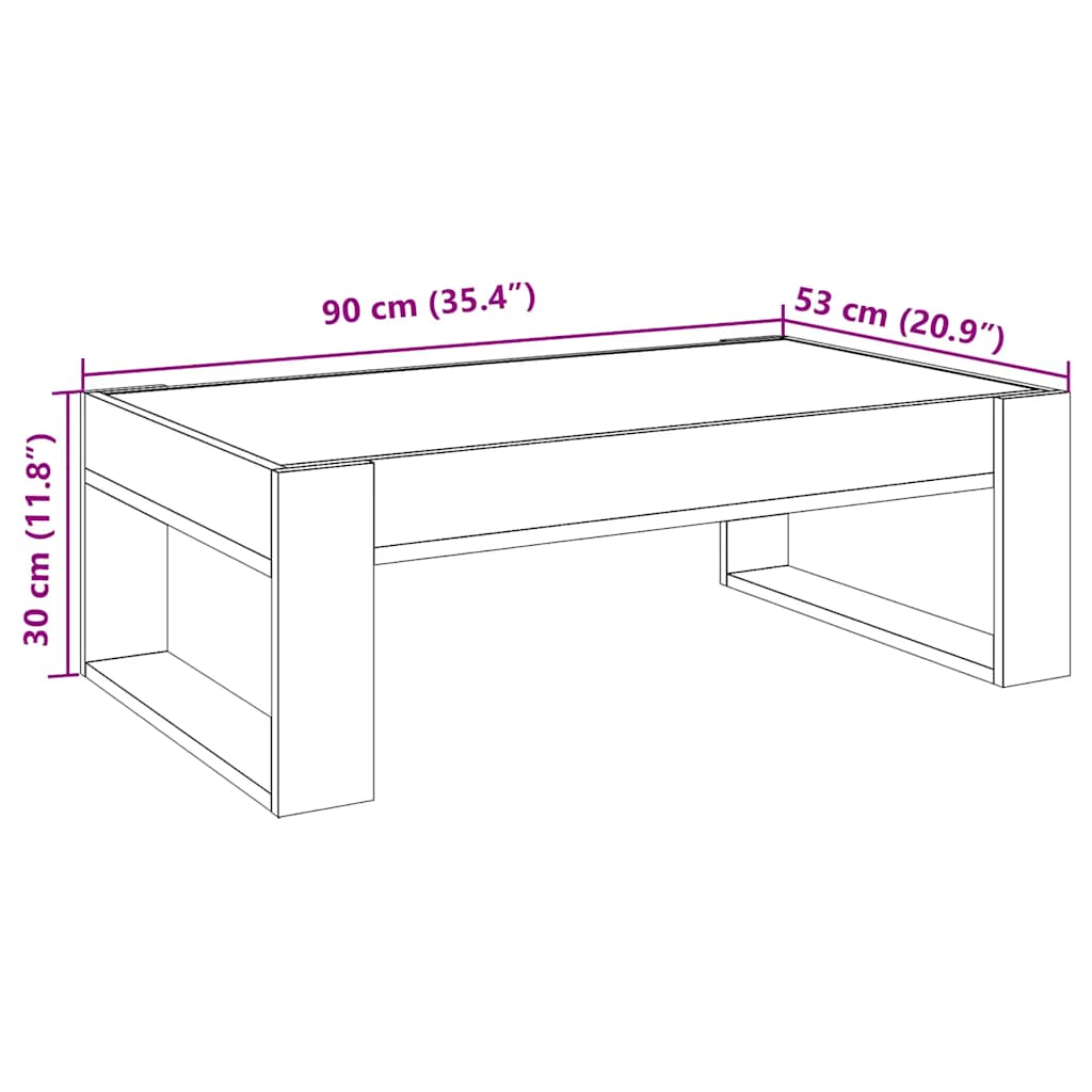Infinity LED Coffee Table in White 90 x 53 x 30 cm