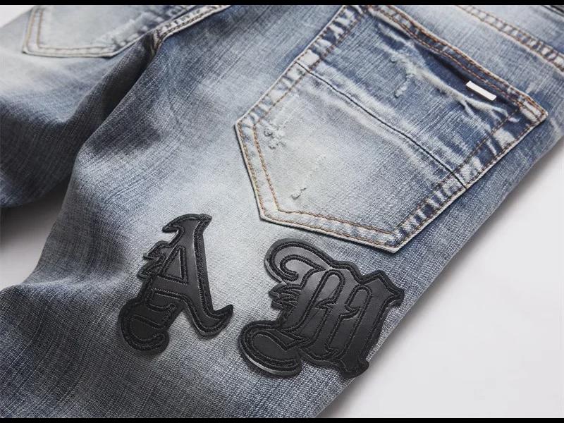 Męskie dżinsy Anir typu slim fit z haftem - Modny styl studencki, obcisłe i do wszystkiego