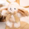 Bunny Plush Keychain Soft Long-Hair Stuffed Rabbit with Satin Bow Metal Clip Decorative Satin Bow Charm for Bags Backpacks Keys