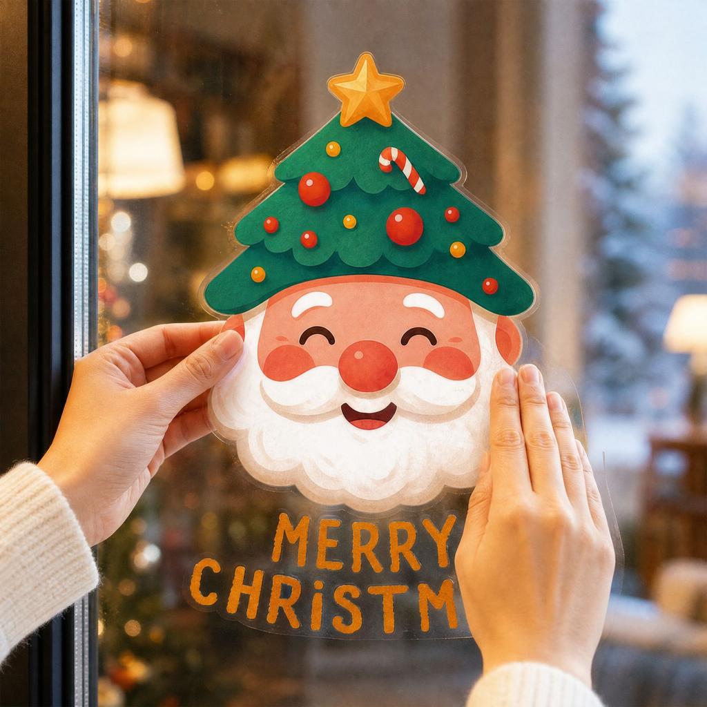 Christmas Glass Stickers Set, Holiday Decals for Festive Home and Party Decorations