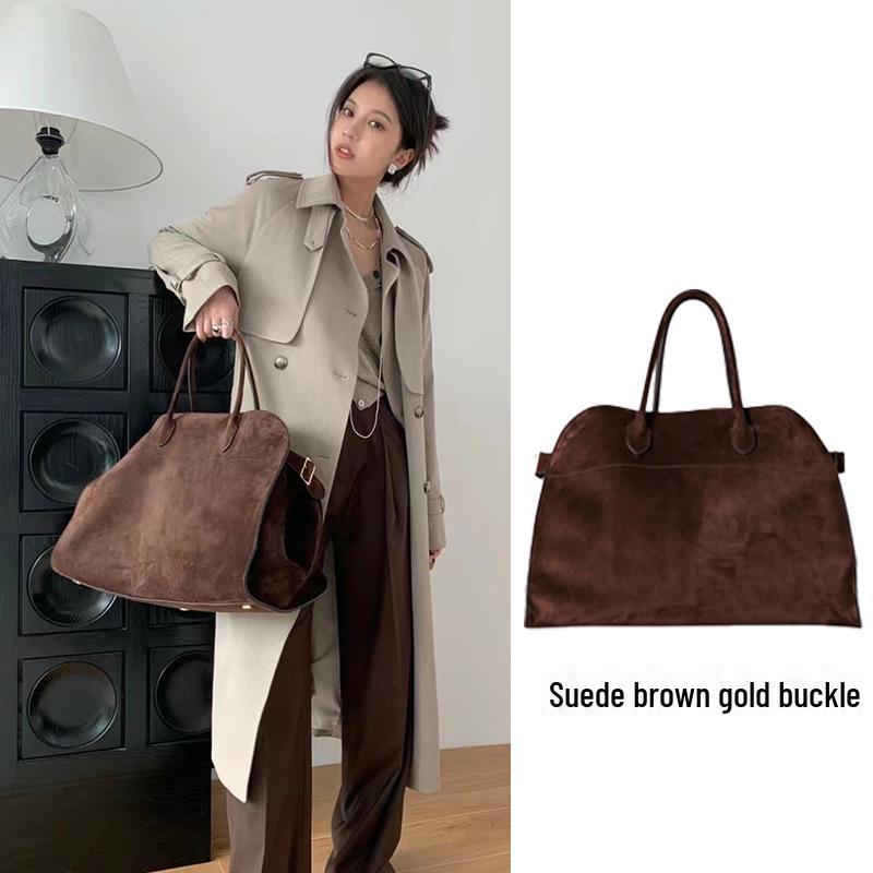 

Row Genuine Leather Large Capacity Margaux15 White Lily Tote Bag High Quality (With Letters)