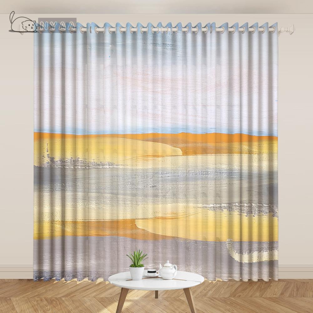 Postmodern Curtain Paint Watercolor Ink Lines Geometric Abstract Curtain Decoration Studio Minimalist Art Living Room Curtain
