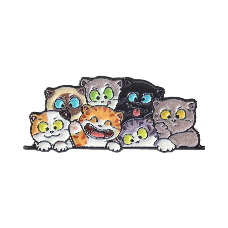 

Colorful Group Of Cats Enamel Pin Whimsical Cartoon Kitten Brooch Fun Animal Lapel Badge For Backpacks Gift For Cat Lovers