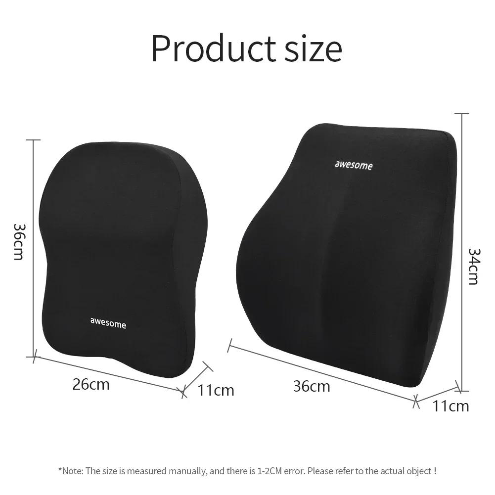 Car Lumbar Back Support Headrest Neck Pillow Memory Foam Lumbar Pillow Universal Soft Neck Pillows Cushion Car Seat Cushion