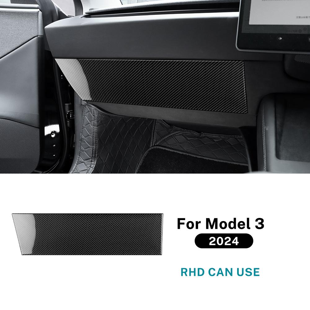 Real Soft Carbon Fiber For Tesla Model 3 Highland 2025 Co-pilot Instrument Console Panel Trim Sticker Car Interior Accessories