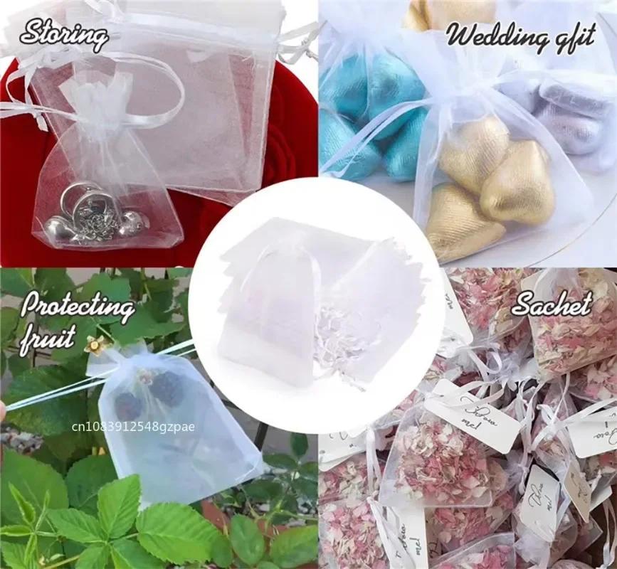 20-100 STÜCKE Organza Geschenktüte Für Schmuck Weiß Kordelzugbeutel Für Hochzeit Weihnachten Süßigkeiten Geschenktüten Schmuckverpackungsbeutel