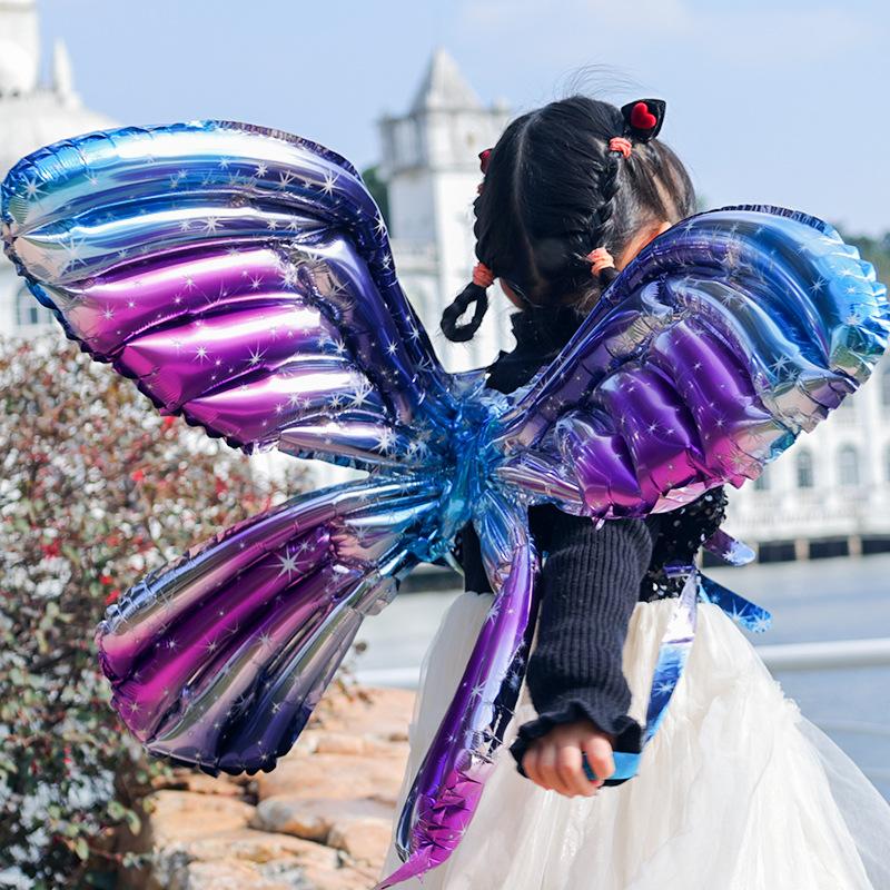 100cm×74cm Colorful Butterfly Wing Balloon For Children's And Boys' Happy Birthday Decoration Theme Party Aluminum Foil Balloons