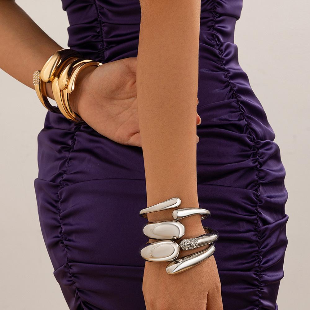 Metallic Water Drop Open Bangle – European and American Fashion Trend