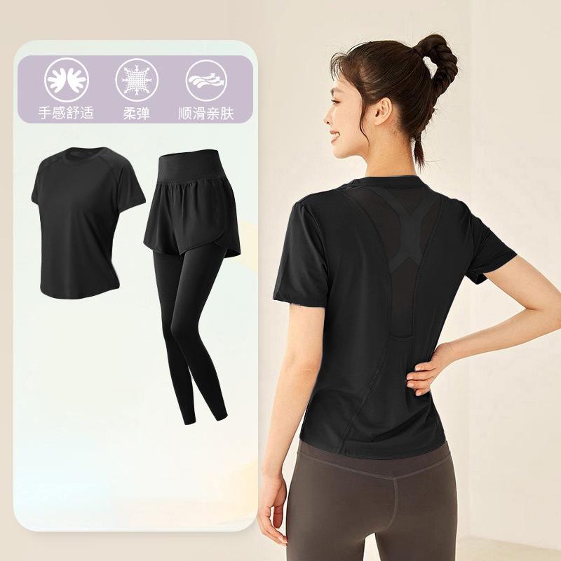 Tennis suit women's short-sleeved training clothes outdoor running quick-drying clothes thin badminton T-shirt fitness clothes