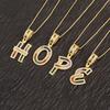 Nidin Simple Fashion 26 A-Z Letters Alphabet Rainbow Cubic Zirconia Pendant Necklace For Women Men Hip-Hop Style Copper Jewelry