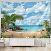 Beach landscape tapestry, coconut tree, sunrise, wall hanging poster, home wall decoration background cloth, living room bedroom