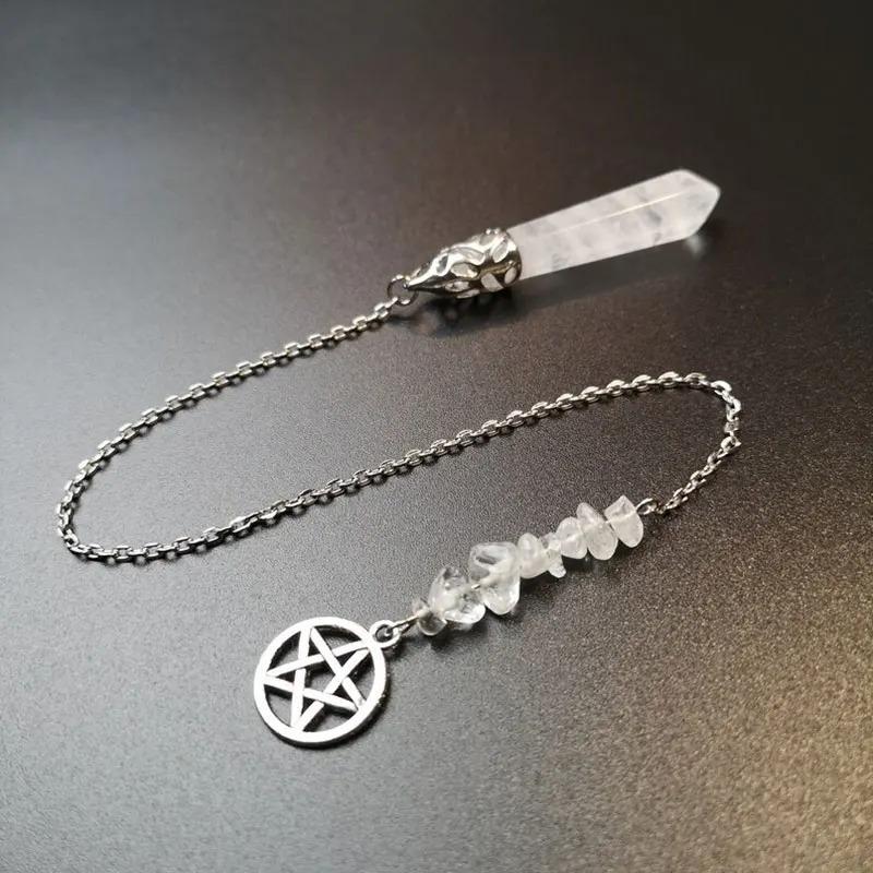 Cross Border Clear Crystal Fashion Five Point Star Charm Pendulum Pendant Jewelry Tibetan Silver Creative Ornament