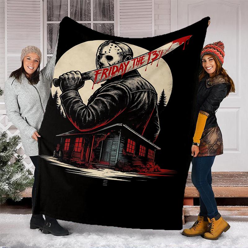 Friday the 13th Theme Printed Blanket - Perfect for Couch, Bed, Travel & Outdoor Use | Machine Washable, Cozy & Durable.