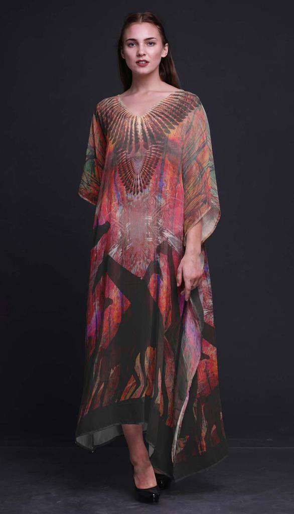 Phagun Giraffe Jungle Womens Long Beach Kaftan Beachwear Bikini Coverup Maxi